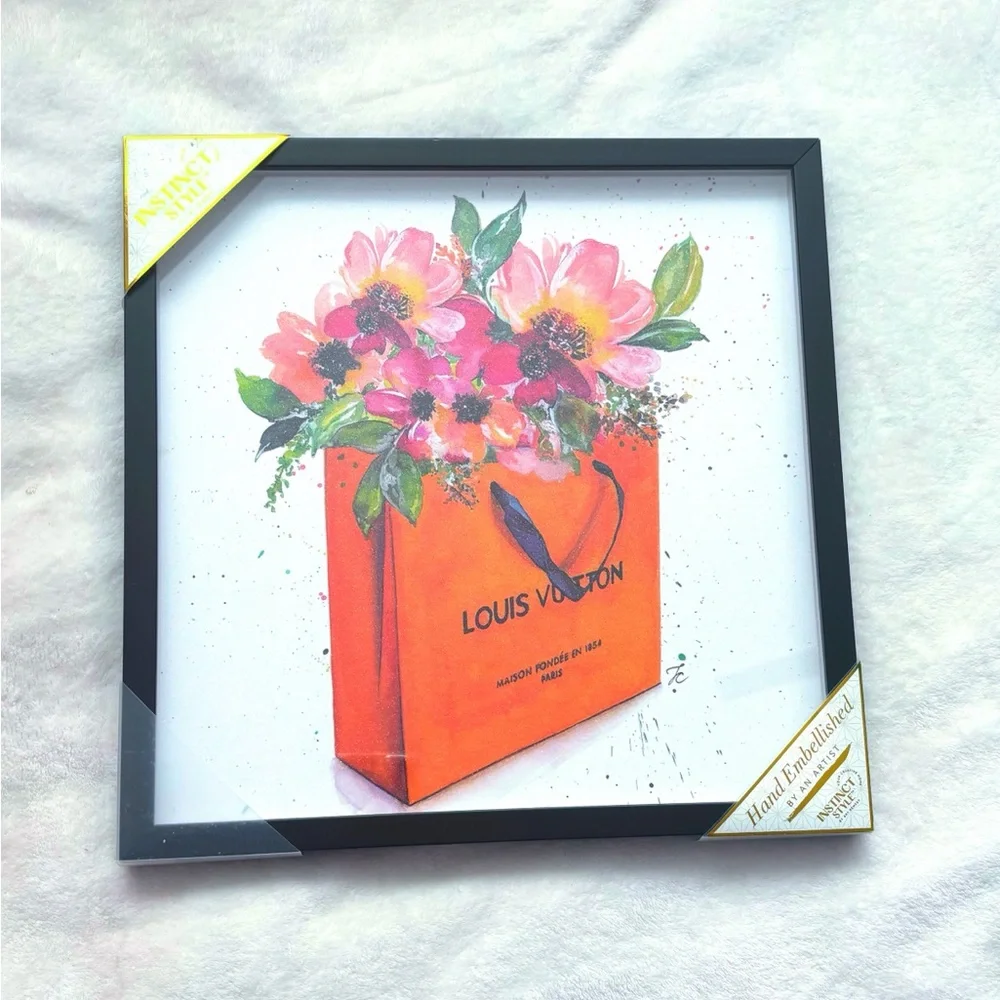 ✨ LV SHOPPING BAG ART GLASS FRAME ARTWORK BOUJEE DECOR ✨